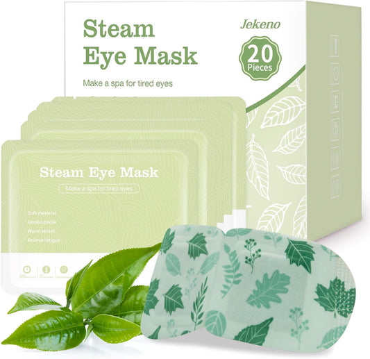 Jekeno Steam Eye Mask, 20 Packs Eye Masks for Dry Eyes Dark Circles and Puffiness, 40-60 Minutes Self Heated Steam Warm Eye Mask, Christmas Spa Gifts for Women