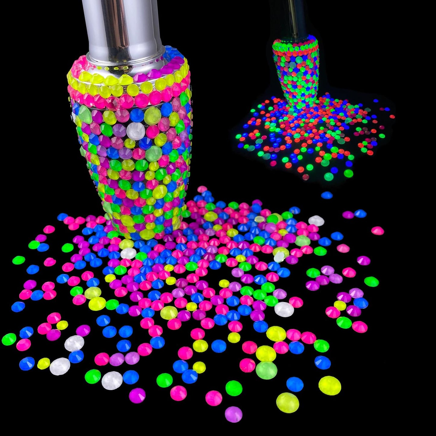 Flatback Glass Rhinestones,Bedazzler Gems 1440pcs Non Hotfix Crystal Rhinestones for Nail Charms Crafts Clothes Tumblers,Lt.Pink Neon,SS16