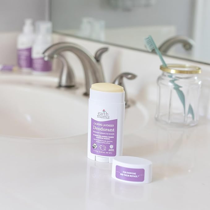 Earth Mama Calming Lavender Deodorant | Safe for Sensitive Skin, Pregnancy and Breastfeeding, Contains Organic Lavender, Calendula and Coconut Oil, No Baking Soda or Aluminum, 2.65-Ounce (2-Pack)