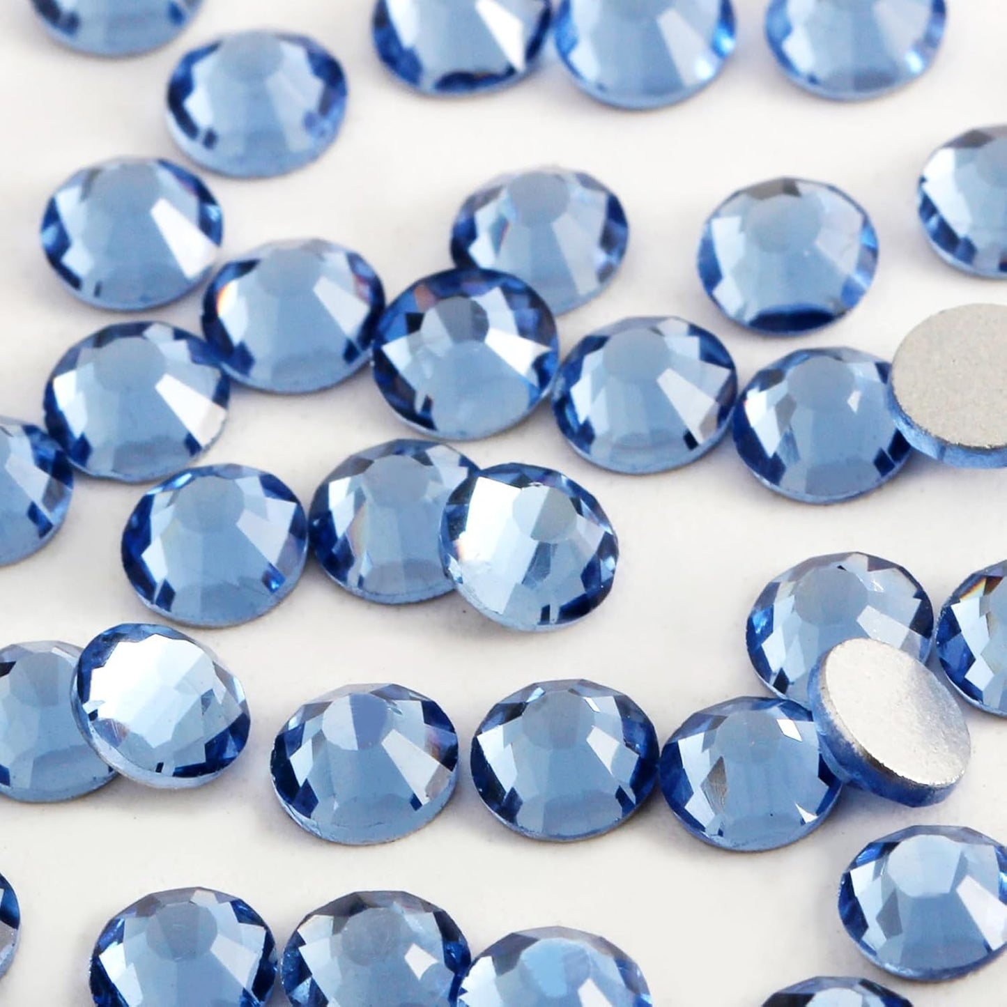 5000 PCS SS6 Flatback Rhinestones,12-Facet Diamond-Cut Glass Gems for Nail Art,Clothing,DIY Crafts,Glue-On Decoration Stones with Silver Backing,Light Sapphire