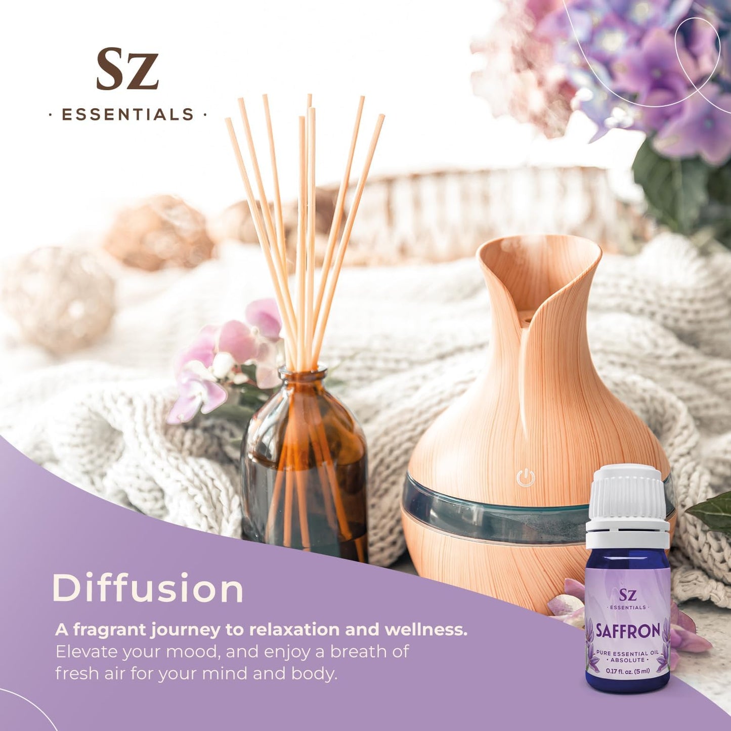 Saffron Essential Oil, 100% Pure, Extracted from Stigmas of The Saffron Flower - Spicy & Floral Scent with Earthy Overtones - Therapeutic Grade & Vegan - 0.17oz (5ml)