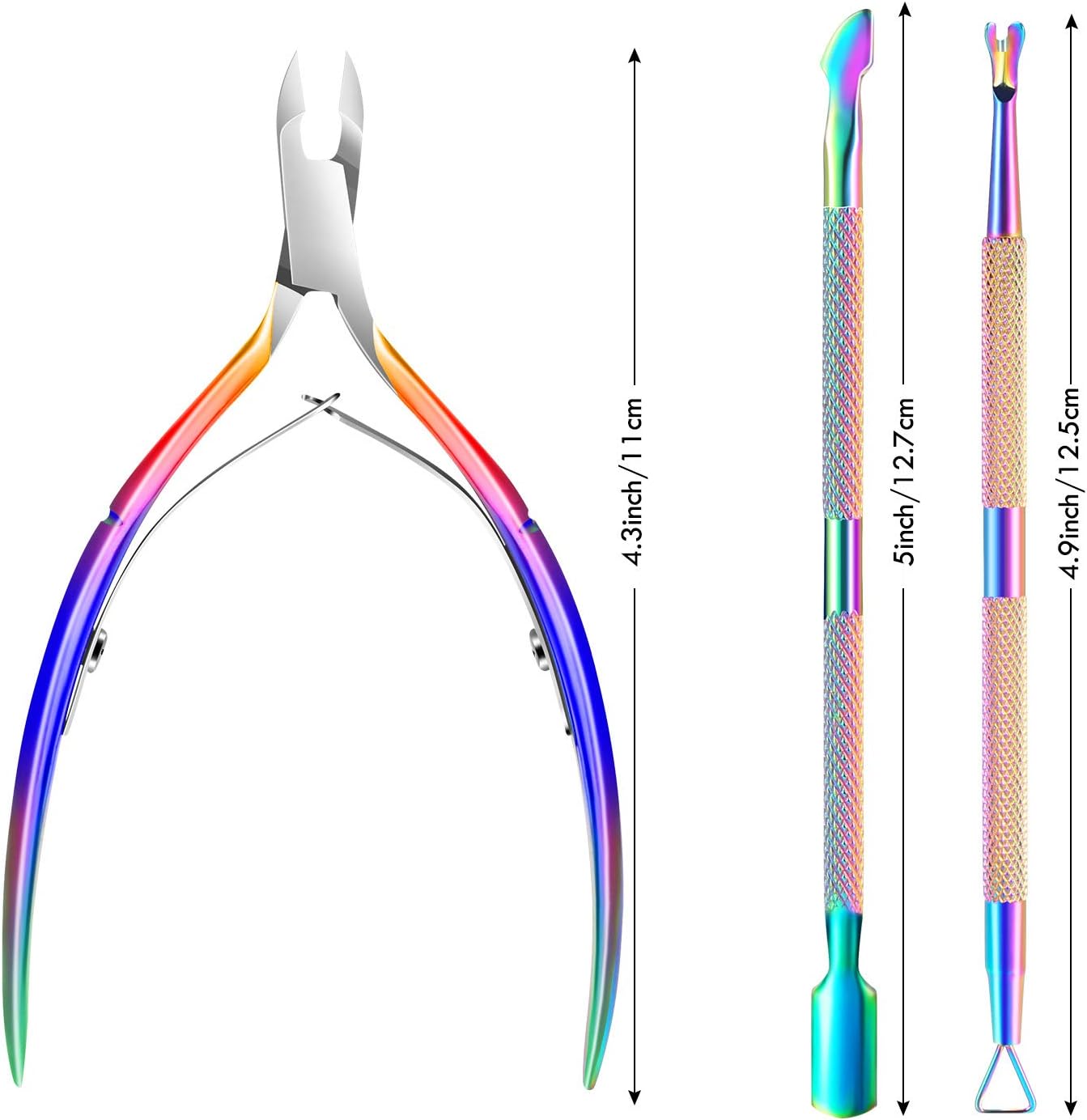Cuticle Trimmer Cuticle Remover with Cuticle Pusher, XUNXMAS Professional Stainless Steel Durable Pedicure Manicure Tools Cutter Nipper Scissor Clipper for Fingernails and Toenails Dead Skin