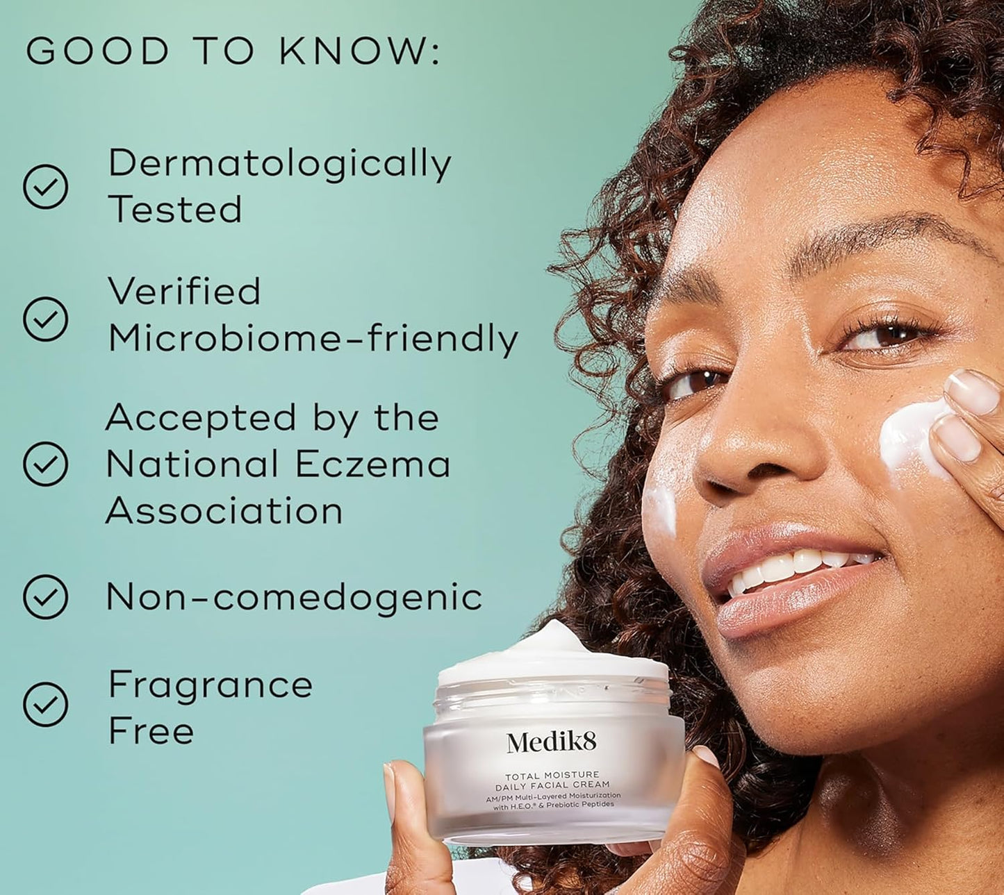 Medik8 Total Moisture Daily Facial Cream - Hydrating Peptide Face Moisturizer with Hyaluronic Acid - Face Cream Supports Skin Barrier - 1.6 oz