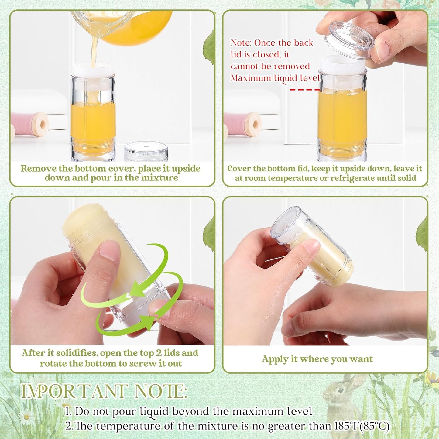 30 Pcs Empty Deodorant Containers Twist up Filling Stick Plastic Deodorant Container Refillable Bottles Bottomfill Round Lip Balm Tubes for Homemade DIY Lipstick Crayon(75 ml,White)