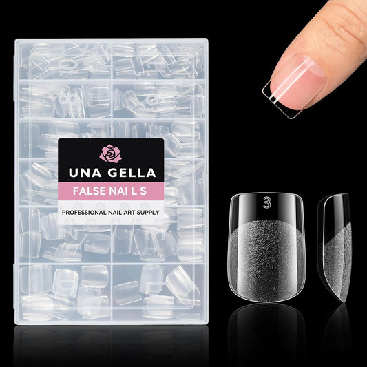 UNA GELLA Extra Short Square Nail Tips, 312pcs XS Square Gel Nail Tips, Soft Gel Full Cover Half Matte No Need File Acrylic Fake Nails for Nail Extension Home DIY Nail Salon 12 Sizes