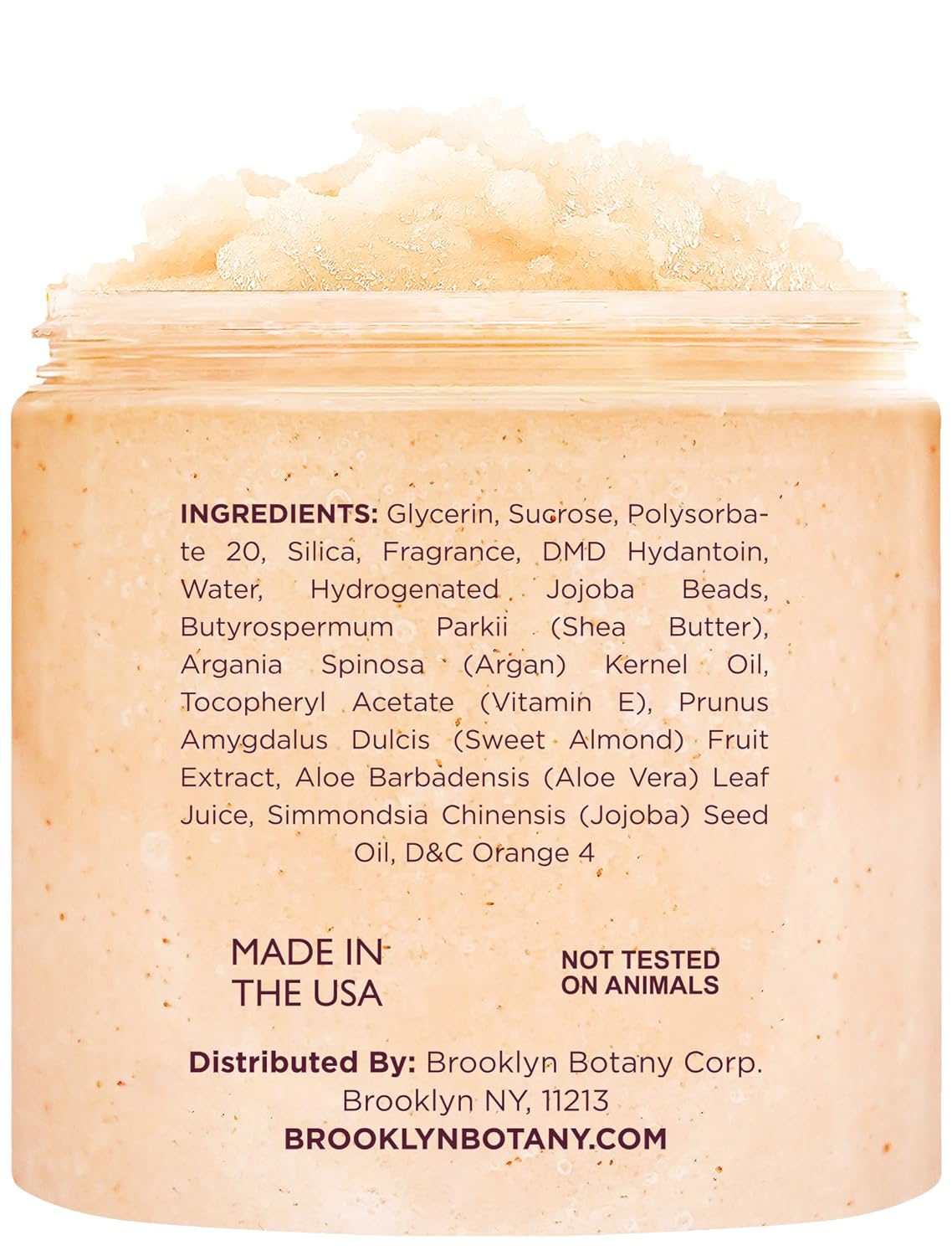 Brooklyn Botany Tropical Mango Shea Sugar Scrub for Body 10 oz – Deeply Hydrating and Gently Exfoliating Body Scrub for Women and Men - Made with Jojoba Beads