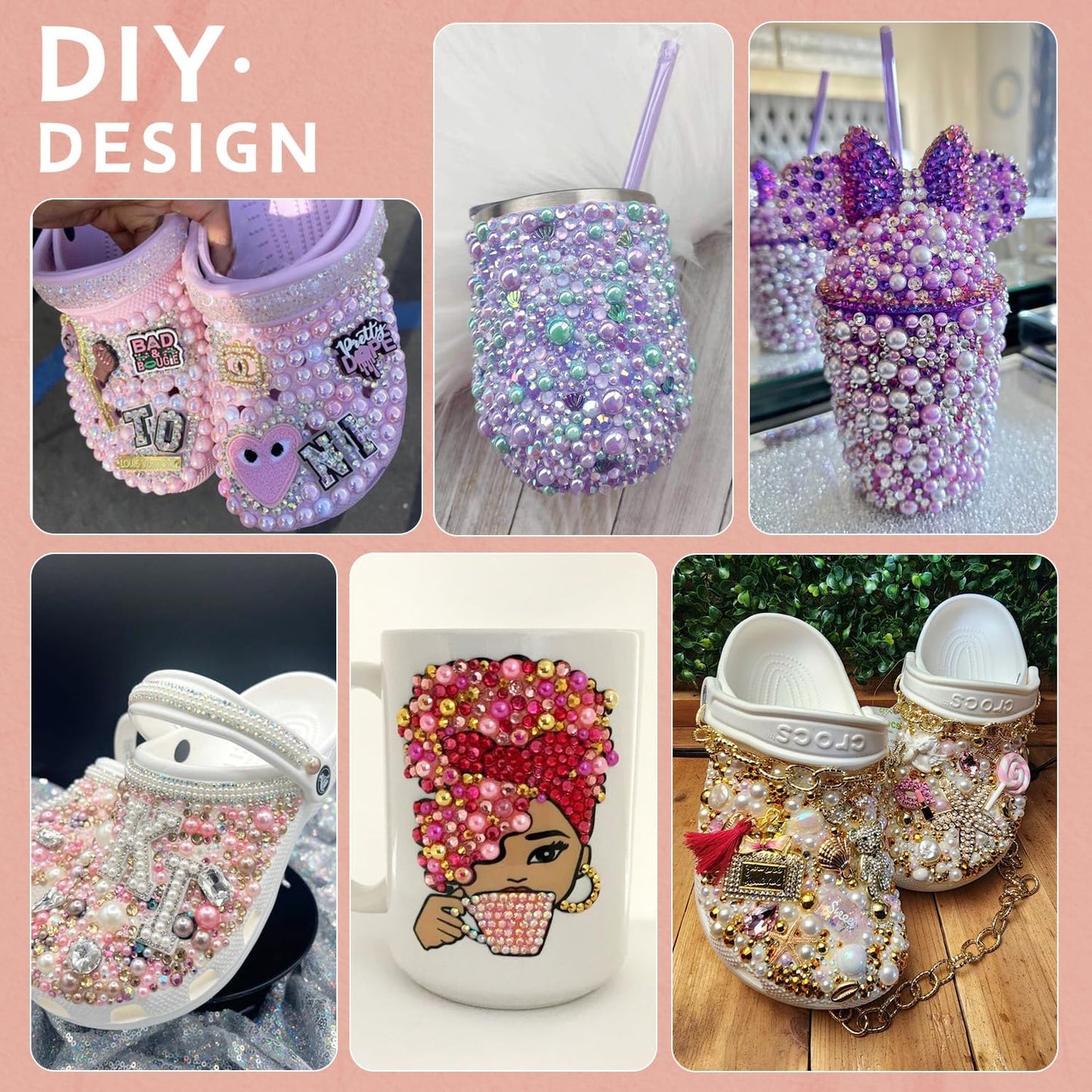 9000PCS Flatback Pearls and Rhinestones for Crafting, Dark Pink Mixed Size 3-10mm Resin Rhinestones and Half Pearls for Bedazzling, Nail Art and Decoration with Tweezer and Pickup Pencil