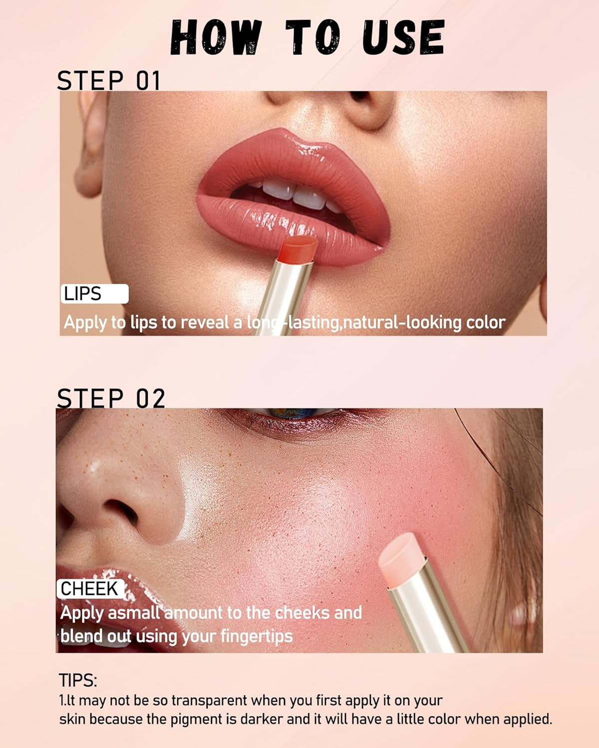 PH Color Changing Lipstick, Waterproof Temperature Color Change Lip Balm, Multi-Use Lip and Cheek Tinted Lip Gloss, Long-Lasting Hydrating Moisturizing Lip Tint,Festival Makeup Gift for Women-04 White