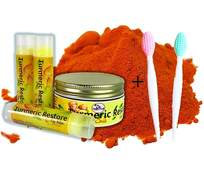 Organic Turmeric Lip Balm 3 Pack - Moisturizing, Balancing, Soothing, Natural Ingredients
