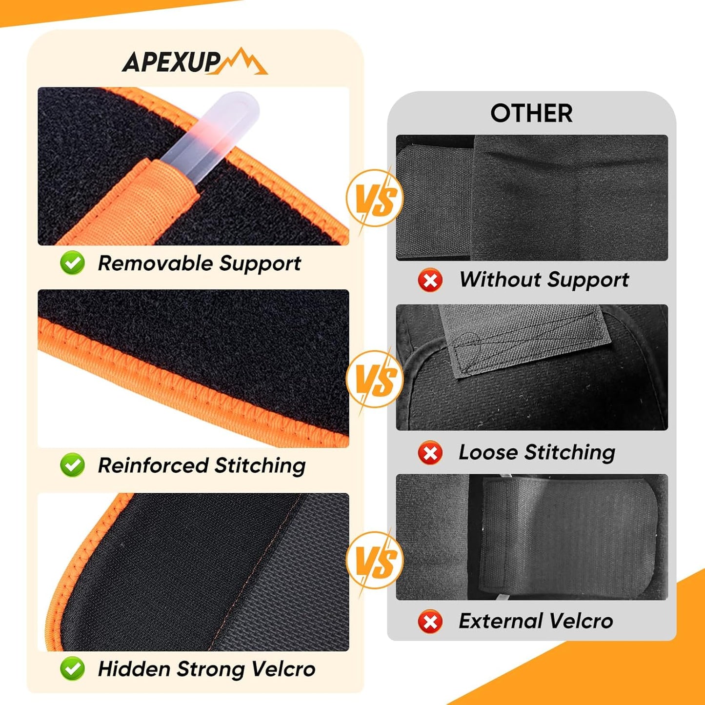 APEXUP Sweat Waist Trainer for Women and Men, Neoprene Waist Trimmer Belt Slimming Sweat Band with Removable Lumbar Support