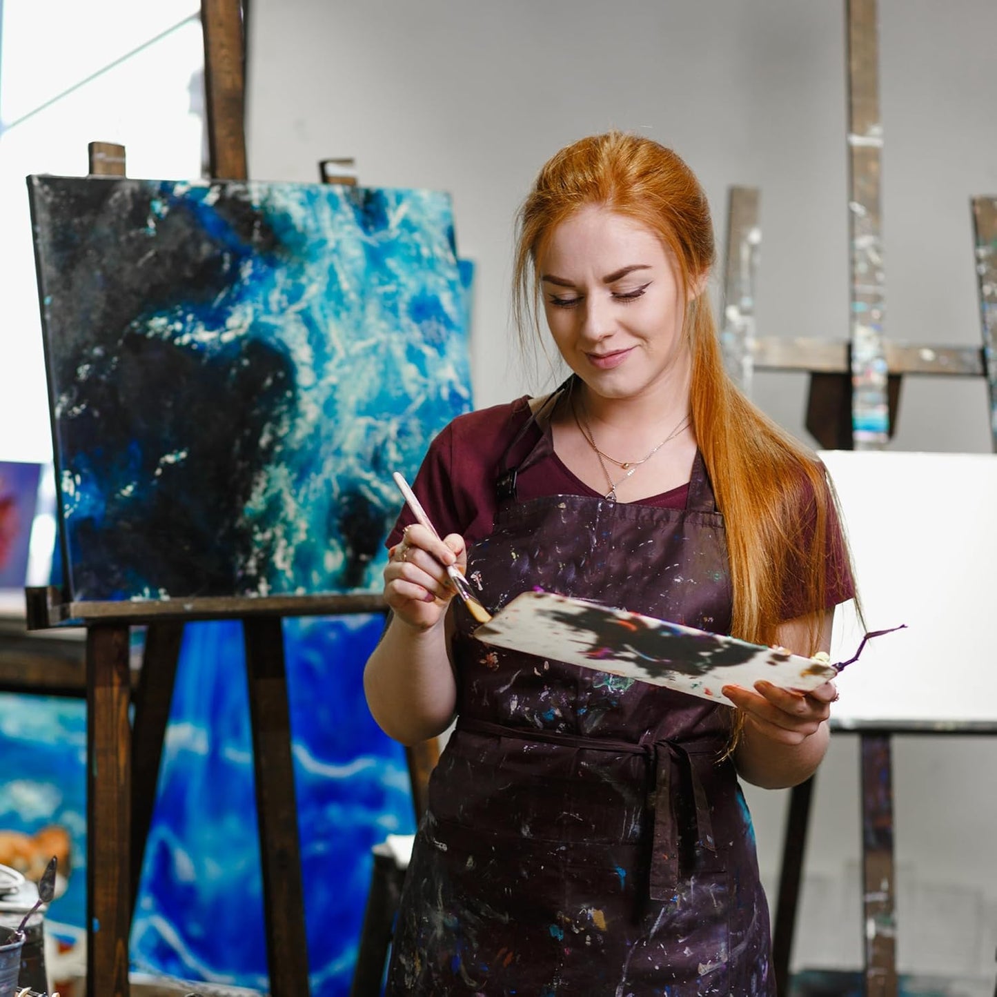 Acrylic Rectangle-Shaped Palette 2pcs 11.8 x 7.9 inches Transparent - Crystal Clear Blend Paint Non-Stick Acrylic Watercolor Oil Paint Mixing Tray - Comfortable to Hold & Easy to Clean for DIY Artist