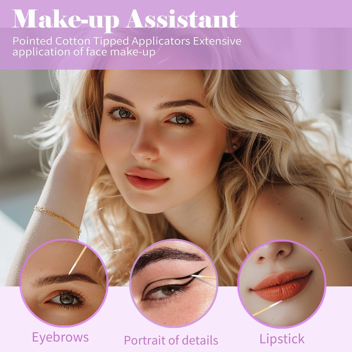 1000PCS Pointed Cotton Swabs - Precision Tip Cotton Swabs - 4 Inch Microblading Cotton Swabs - Microblading Cotton Buds for Eyebrow Eyelash Extensions, Makeup, Nails, Tattoo Permanent Supplies(PINK)