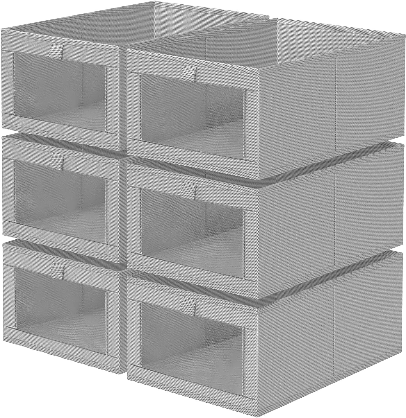 Criusia 6 Pack Linen Closet Organizers and Storage, Large Linen Closet Baskets for Organization, Foldable Storage Containers for Toys, Clothing, Towels, Jeans, Books, Shelves, Grey