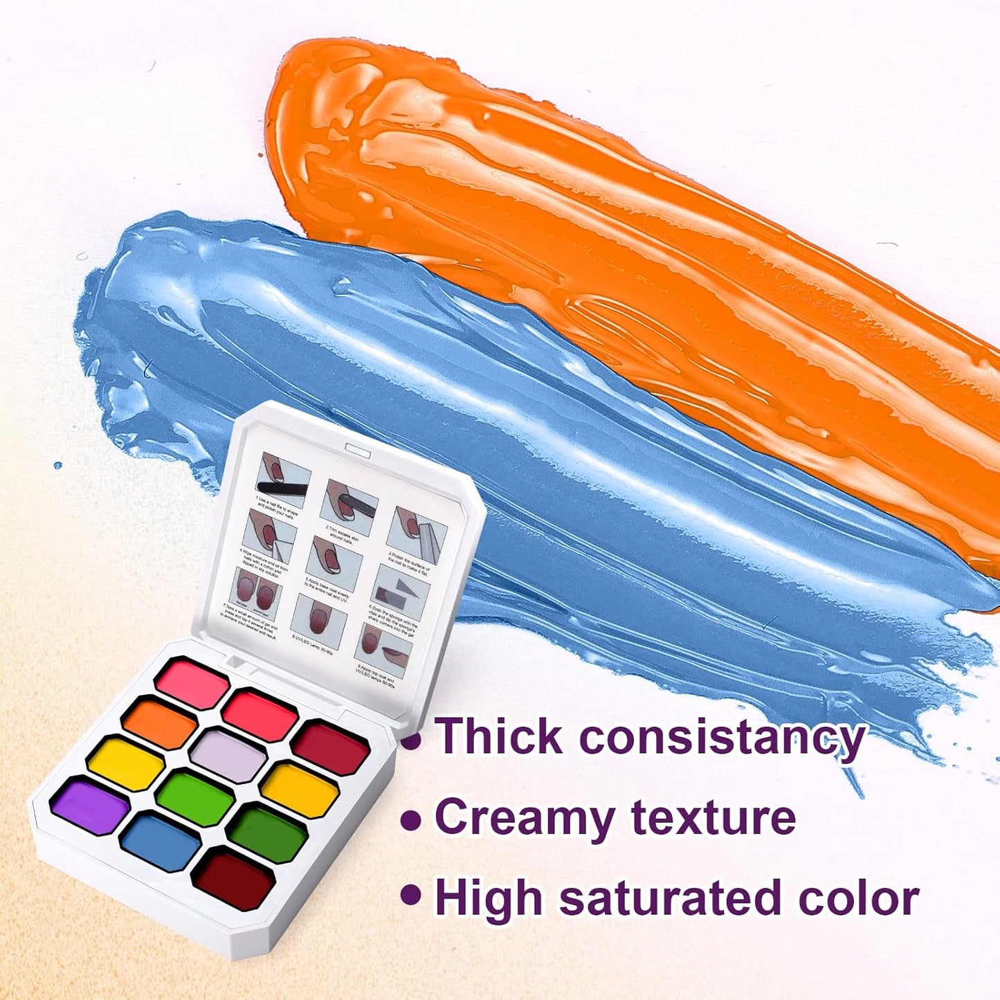 Gradient Painting Gel, 12 Bright Colors Ombre Gel Nail Polish for Pigmented Pat Painting Nails Aura Nails, French Manicure DIY Nail Art,Long-lasting Soak of UV Palette Electric Carnival