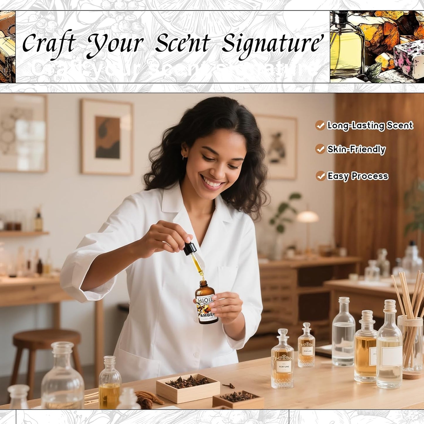 HIQILI Amber Fragrance Oil for Candle, Perfume, Soap Making, Hotel Scents for Essential Oil Diffuser & Aromatherapy - 1 Fl Oz