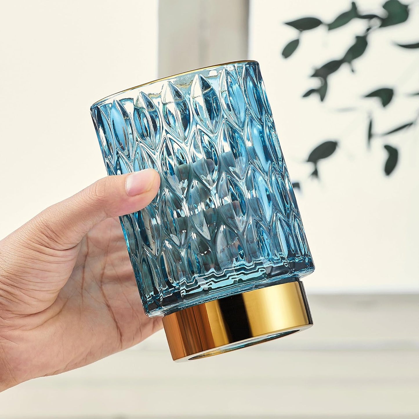 Makeup Brush Holder Organizer,Toothbrush Holders,Desk Pen Pencil Holder,Multifunctional Vintage Glass Brush Cup(A39-3-US)