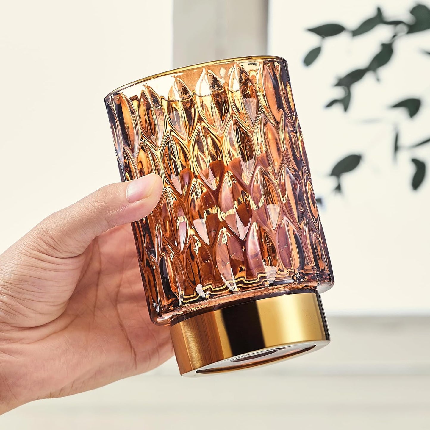 Makeup Brush Holder Organizer,Toothbrush Holders,Desk Pen Pencil Holder,Multifunctional Vintage Glass Brush Cup(A39-5-US)