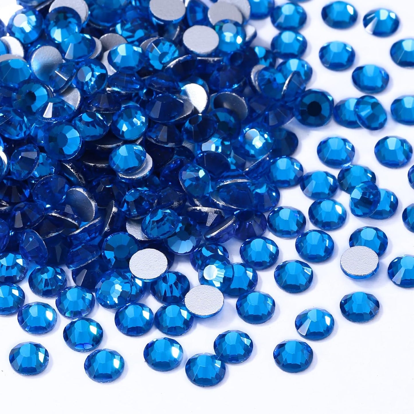 Capri Blue Flatback Rhinestones, Glass Rhinestones for Nail Art and Craft, Glue Fix, Loose Crystal Gemstones(Capri Blue, SS12, 1440pcs, 2.9-3.0mm)