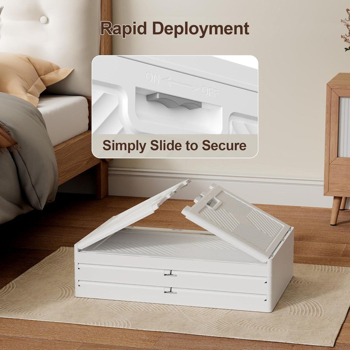 JOYMOOP Folding Storage Bins Organizer, 84 Quart Collapsible Storage Box with Wheels and Door, Stackble Plastic Storage Container for Clothing, Books and Sundries (XXL, 21 Gal, 1 Tier)