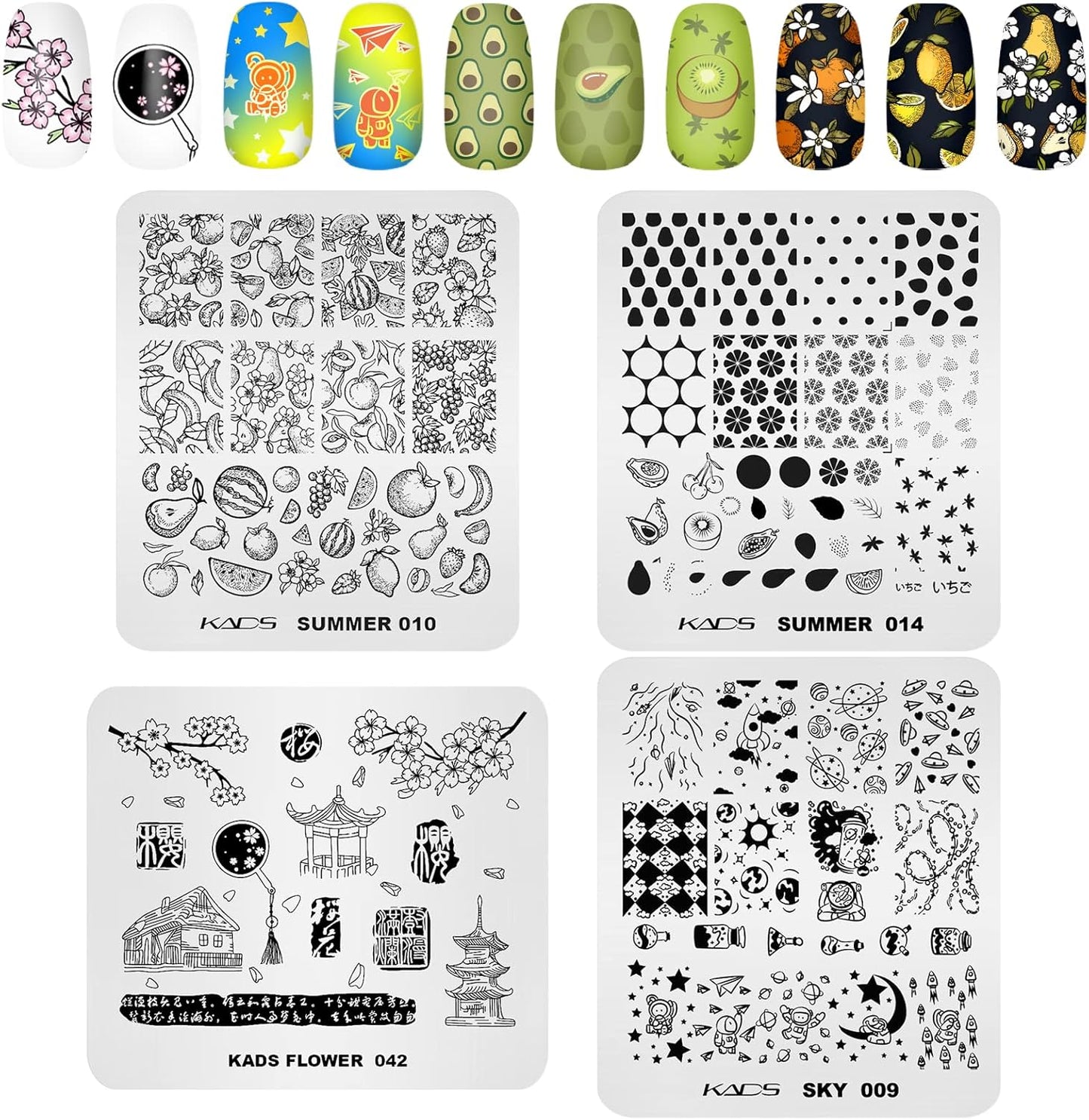 KADS 20pcs Nail Stamp Plates set Nails Art Stamping Plates Leaves Flowers Animal Nail plate Template Image Plate (20Pcs + Stamper)