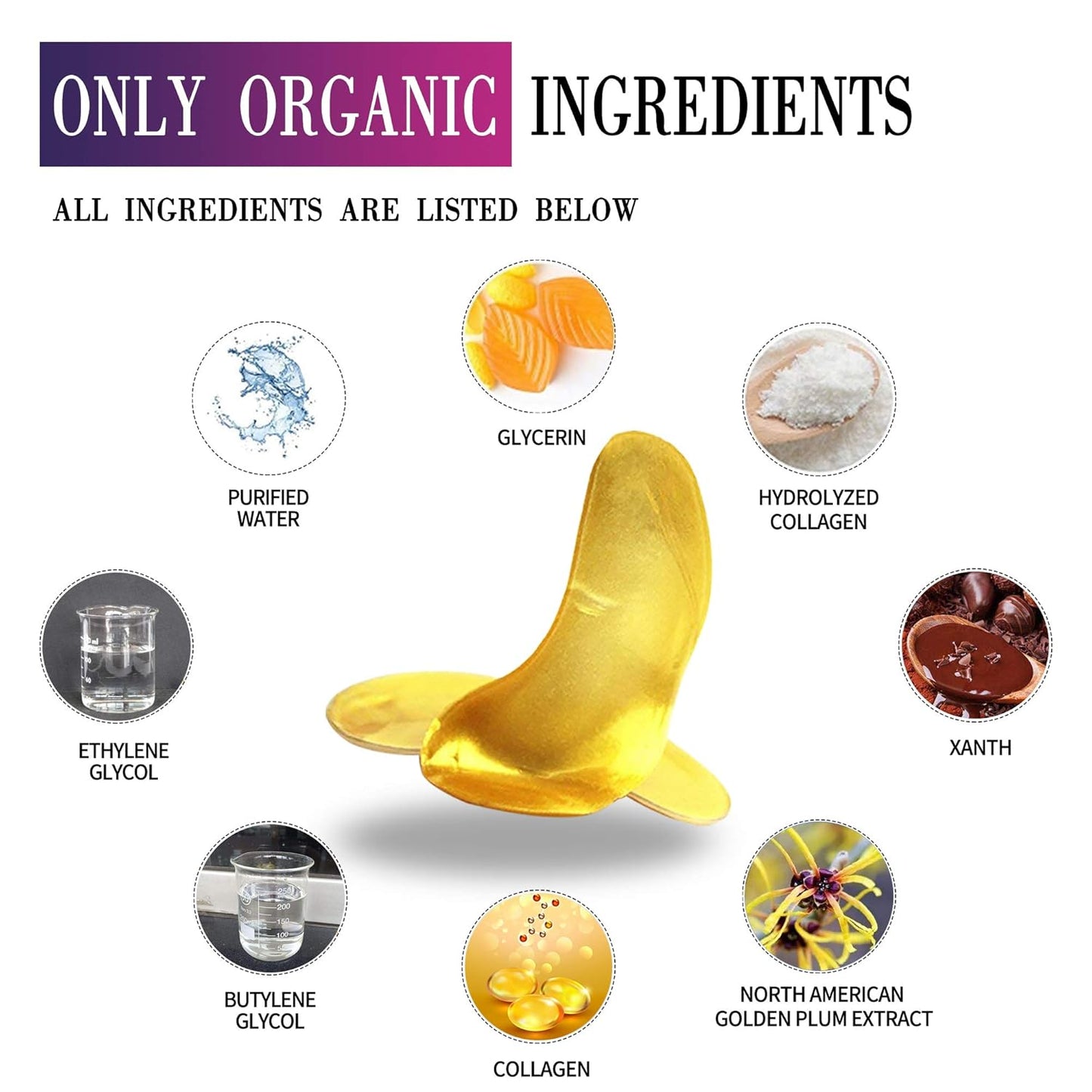 Vandarllin24K Gold Powder Gel Collagen Eye Masks Sheet Patch, Remove Bags,Dark Circles &Puffiness,Reduce Wrinkle,Moisturising,Hydrating for Blackheads (60Pairs)