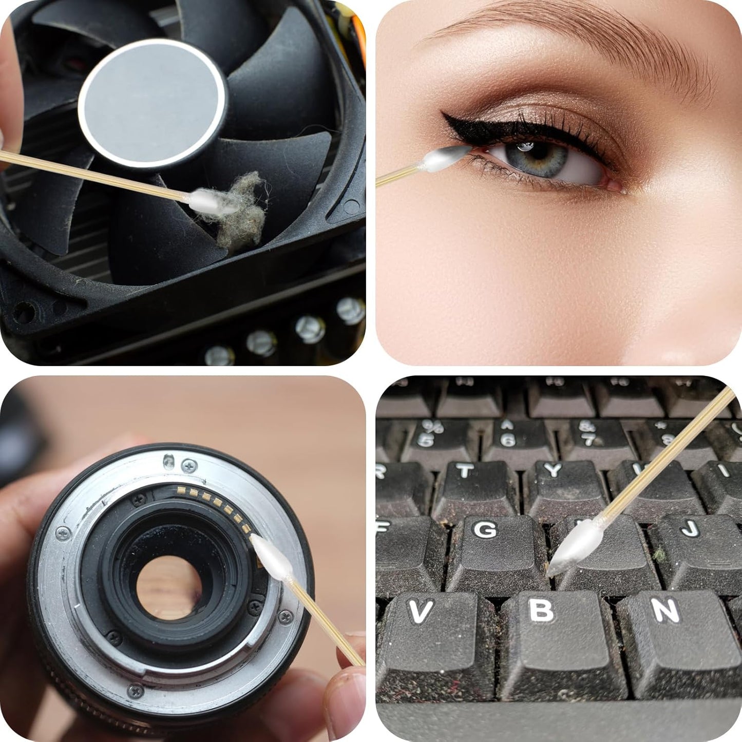 Eyxformula 200 Pcs 6 Inch Gun Cleaning Cotton Swabs with Double Pointed Tips, Strong Bamboo Sticks, Lint Free Long Cotton Swabs for Precision Cleaning Firearms, Electronics, Tight Spots, Detailing