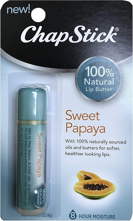 ChapStick 100% Natural Lip Butter Sweet Papaya 0.15 oz (Pack of 6)
