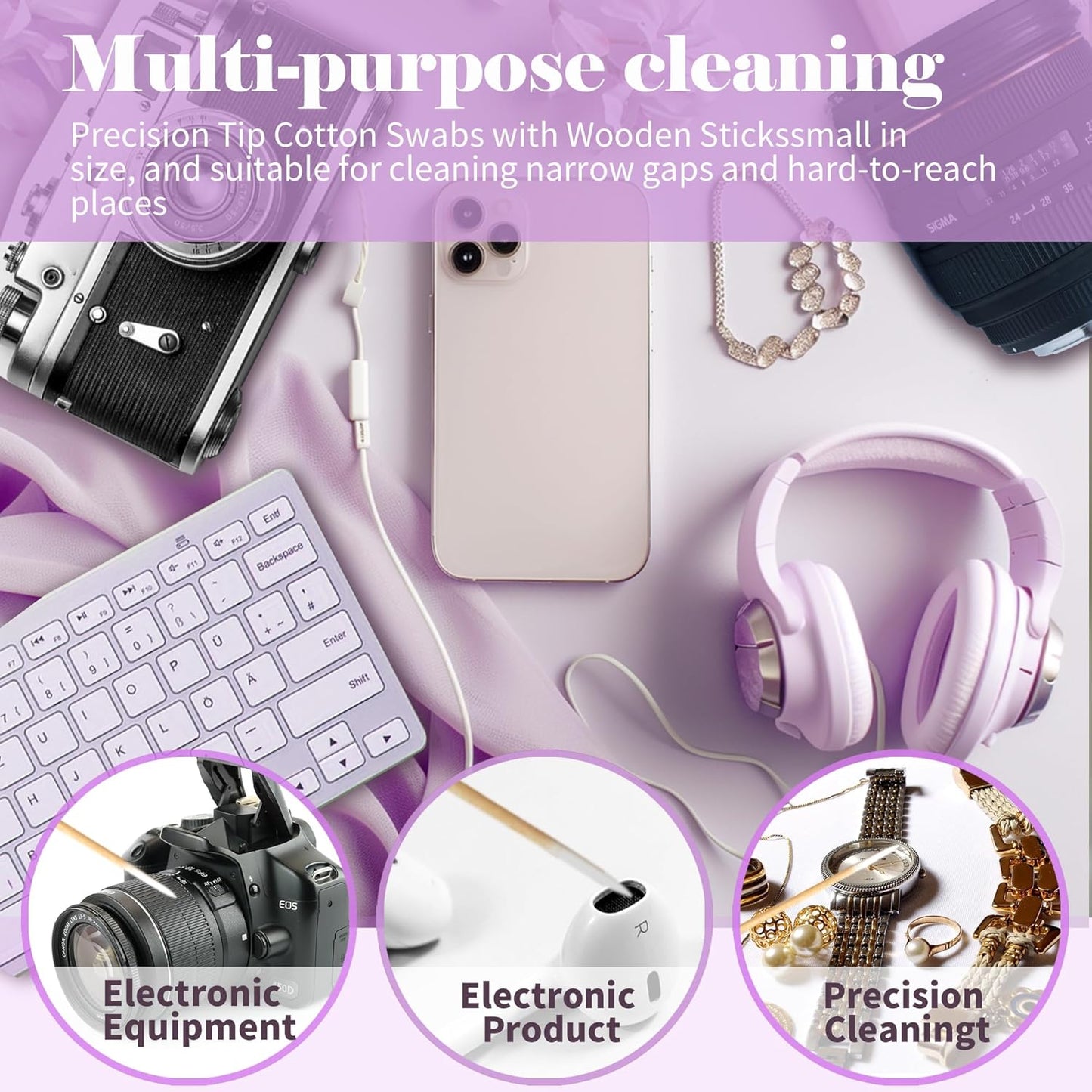 200PCS Pointed Cotton Swabs - Precision Tip Cotton Swabs - 4 Inch Microblading Cotton Swabs - Microblading Cotton Buds for Eyebrow Eyelash Extensions, Makeup, Nails, Tattoo Permanent Supplies, Craft