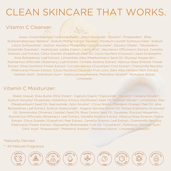 InstaNatural Vitamin C Cleanser and Moisturizer Kit, Brightens, Reduces the Look of Fine Lines and Uneven Texture, with Aloe Vera and Botanical Extracts