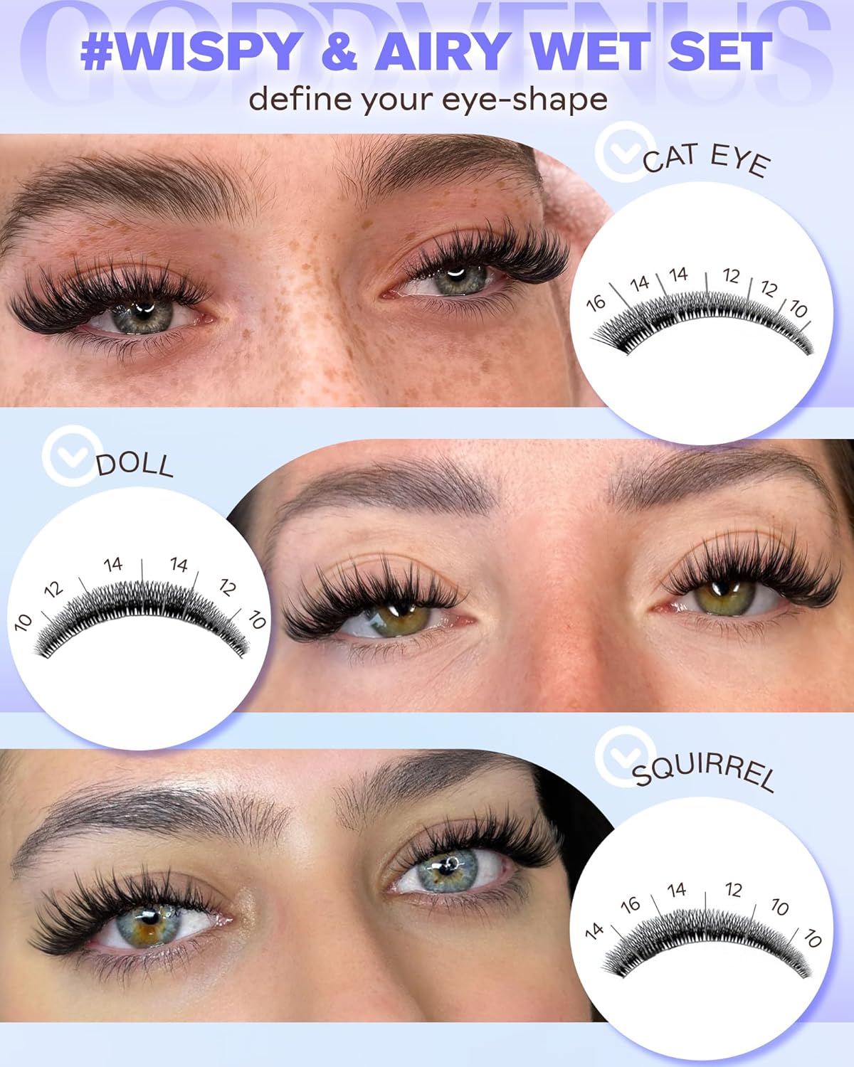 Wispy Lash Clusters Kit Natural Fairy Wet Eyelash Clusters Kit 300 Pcs Cluster Eyelash Extensions Kit for DIY Reusable Waterproof Individual Lash Extension (10-16mm CC Curl)