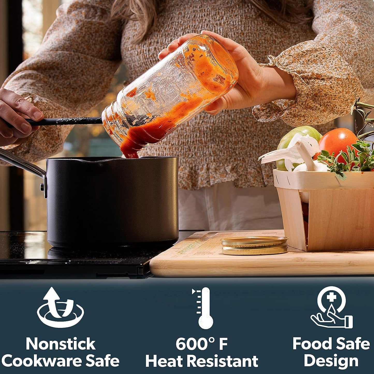 DI ORO Silicone Jar Spatulas for Scraping - Rubber Spatulas Silicone Heat Resistant - Kitchen Spatulas Nonstick Cookware Safe - Silicone Utensil Set for Blenders, Mixing, & Baking, (5pc, Lavender)