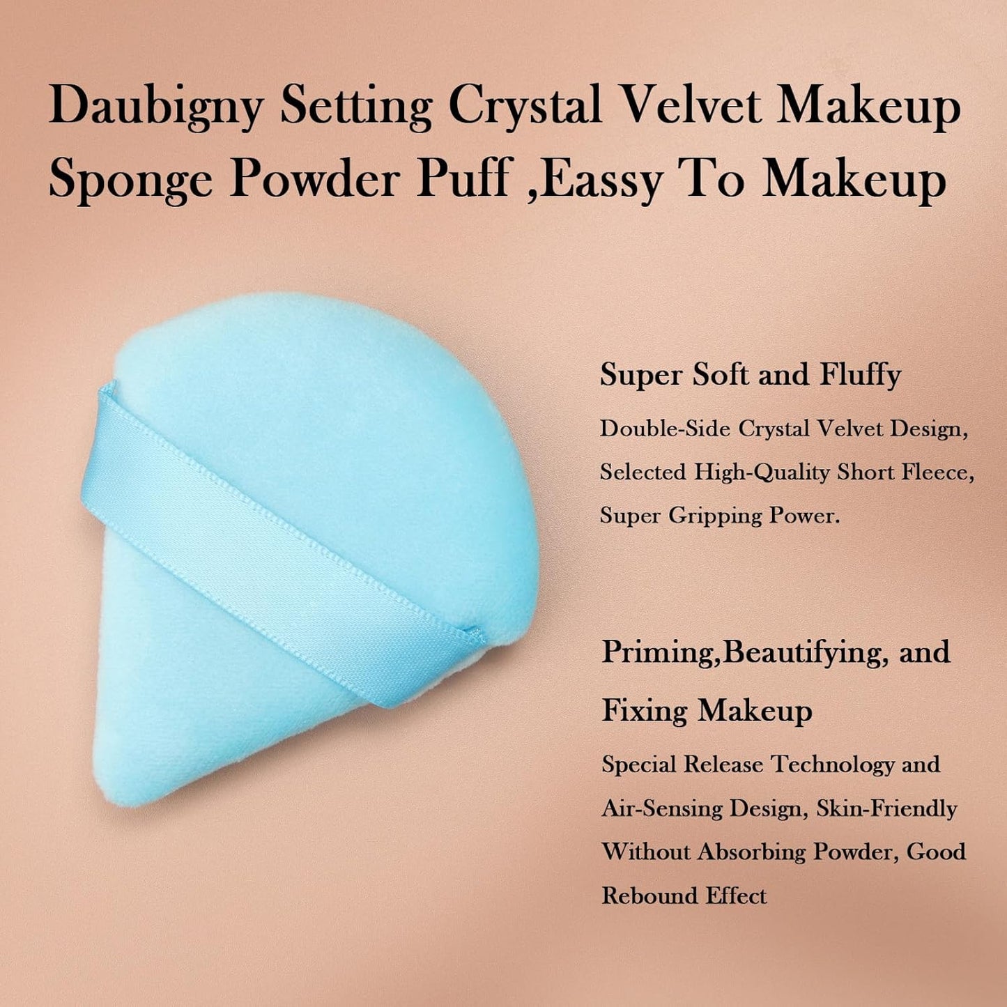 Powder Puff Daubigny 6 PCS Makeup Puff Face Soft Triangle Powder Puffs for Loose Powder Mineral Powder Body Powder Velour Cosmetic Foundation Sponges Blender Beauty Makeup Tools(Blue)