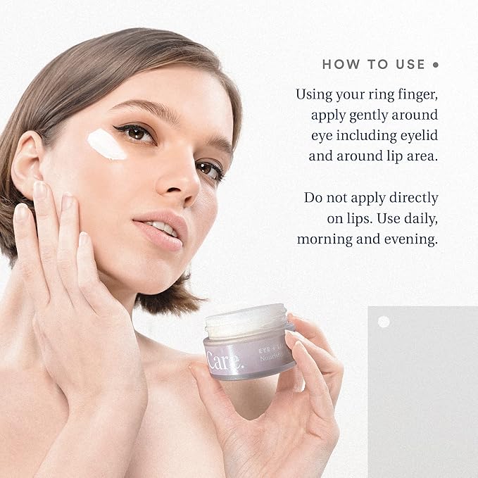 Eye+Lip Nourishing Cream with Caffeine, Vitamin K, Vitamin C, and Peptides. De-Puffs and Reduces Dark Circles. Fragrance-Free, Cruelty-Free. (0.5 ounce) (0.5 oz)