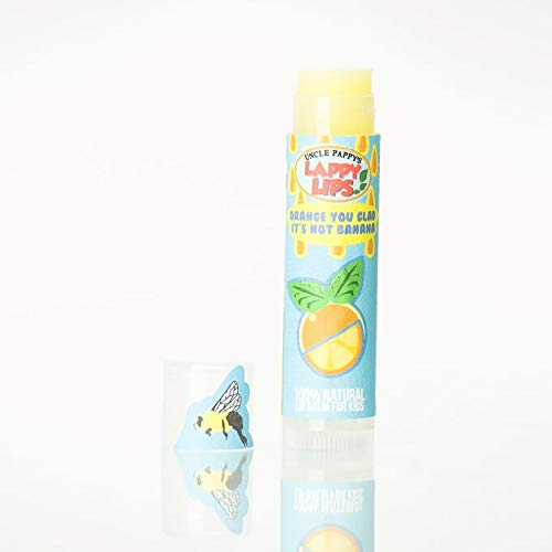 Lappy Lips Organic 100% Natural, Lip Balm Chap stick for Kids, Toddlers (4 flavors) - Organic Essential Oil - for Dry Chapped Lips to Restore and Heal and Make Kids Happy
