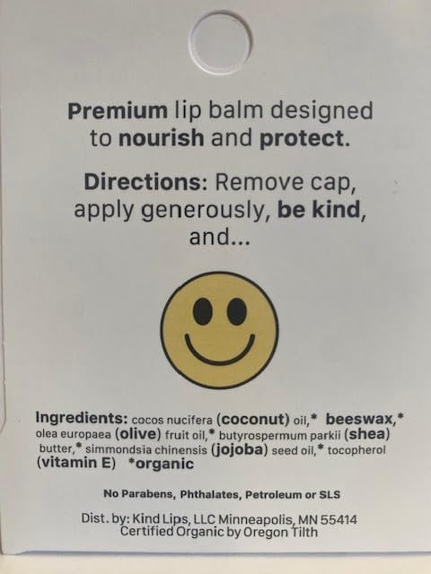 Kind Lips Lip Balm - Nourishing & Moisturizing Lip Care | for Dry Chapped Lips | Infused with Shea Butter & Beeswax | Unscented | 0.15 Ounce (Pack of 5)