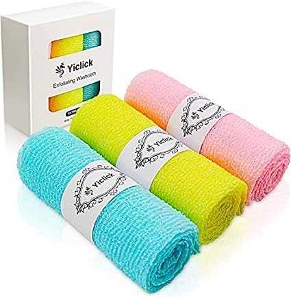 Yiclick Exfoliating Washcloth Towel【3 Pack】- Exfoliating Body Scrubber Exfoliator, Back Scrubber for Shower Bath, Exfoliate Rags Wash Cloths, Loofah Lufa Sponge, Body Scrub & Exfoliation Women Men