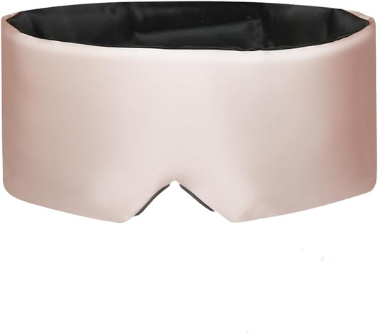 USlixury Silk Sleep Mask, 3D Contoured Sleeping Masks, Blackout Sleep Mask for Women with Nose Wing,100% Pure Mulberry Silk Eye Masks,Face-Hugging Non-Slip, 27.5x4.5'', Peach