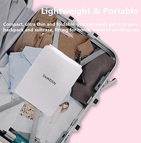 deweisn Folding Lighted Makeup Mirror with 72 LEDs 3 Colors Light Modes USB Rechargable 1800mA Batteries Portable Ultra Thin Compact Vanity Mirror Dimmable Travel Mirror