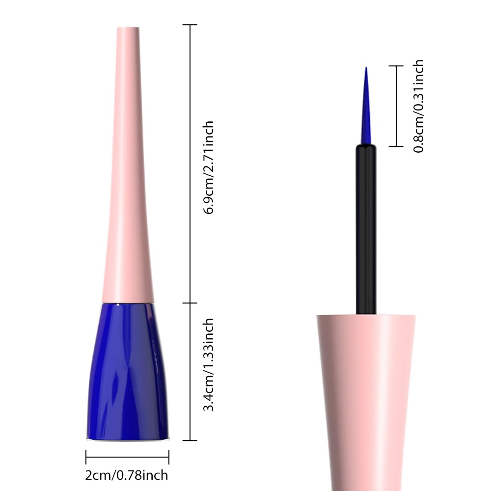 evpct 1Pcs Dark Blue Liquid Eyeliner Waterproof Dark Blue Eye Liners for Women, Eyes Wing Eyeliner Stamps Shapes Colored Eyeliner delineador de ojos a prueba de agua contra el agua blanco para ojos