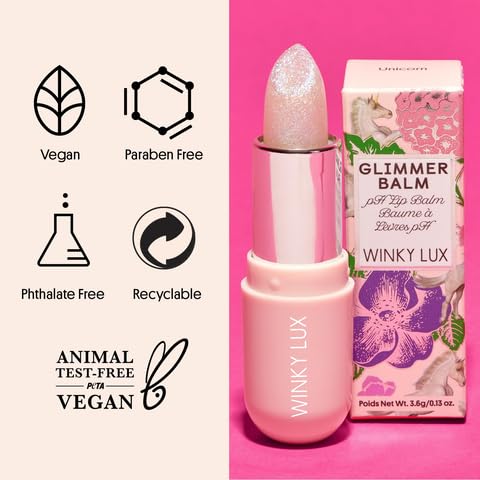 Winky Lux Unicorn Glimmer Balm & Rose Glimmer Balm Duo – Hydrating ph Lip Balm, Natural Pink Tint with pH Color Changing, Moisturize & Soften Lips While Leaving Sheer Pink Tint, with Vanilla Scent