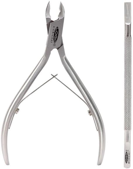 Cricket Logo Pro Acrylic Nipper and Cuticle Pusher Nailcare Set for Professional Trimmer Cuticle Remover, Luxury Fine Sharp Tip, Stainless Steel
