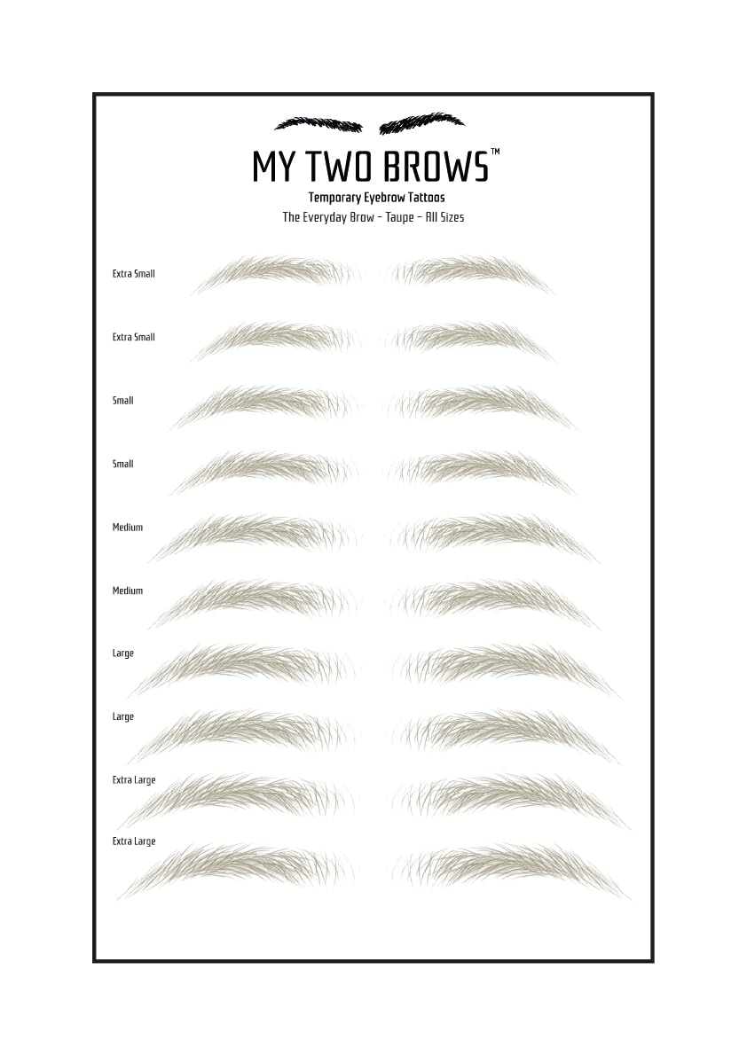 (10 pairs) Taupe Temporary Eyebrow Tattoo - Large Size - Waterproof & Smudgeproof - Everyday Brow Style Eyebrow Stickers - Sheet Lasts up to 30 Days - Won't Work on Existing Brows