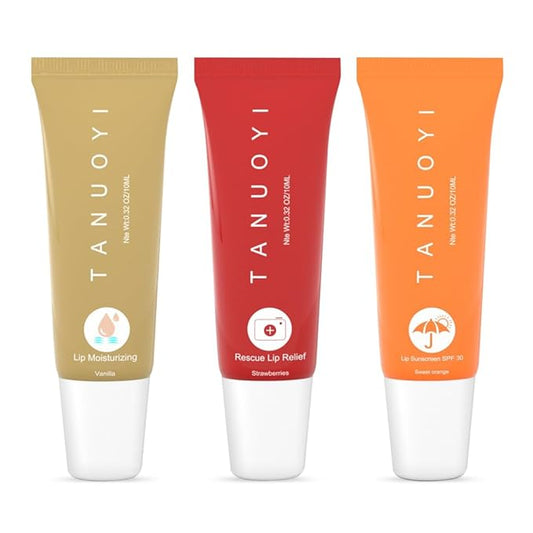 Lip Sunscreen Moisturizing and Repair Package SPF 30 - Summer Long Lasting Moisturized, Smooth and Repaired Lips - 3 Flavors (Pack of 3: 1 moisturizing+ 1 repairing+ 1 SPF)