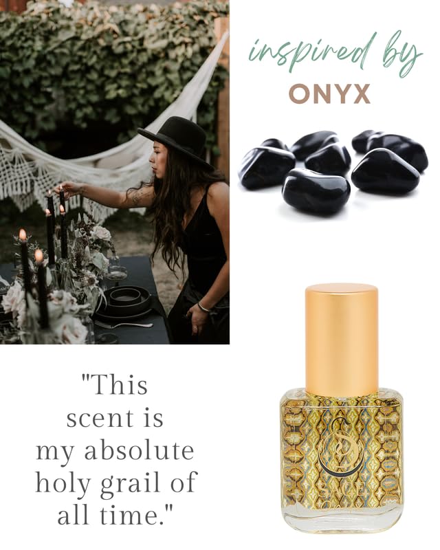 Onyx Organic Perfume Oil Extract Roll-On by Sage- 1/4 oz, Vegan & Cruelty-Free, Earthy Scent, Black Coconut, Vanilla, Oakmoss - Made in USA