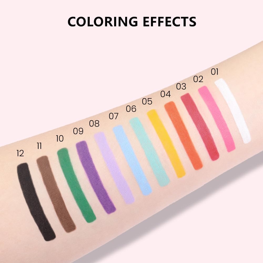 evpct Orange Eyeliner Pencils for Eyes, Orange Matte Colored Eye Liner Pencil Makeup Waterproof Smudge Proof, Colored Gel Waterline Eyeliner Liquid, Face Eye Paint Stick Lipstick Halloween Makeup 04