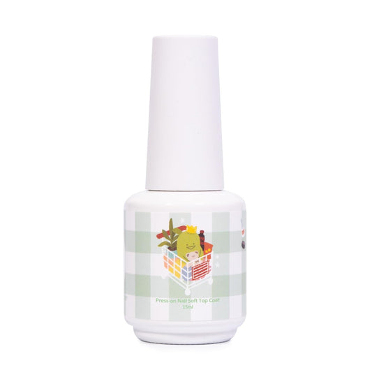 ADHERE 15ML Gel Top Coat,No Wipe Press-on Nail Soft Top Coat Nail Polish for Wearable Nails, Long Lasting with Memory Repair Function, UV Light Cured.