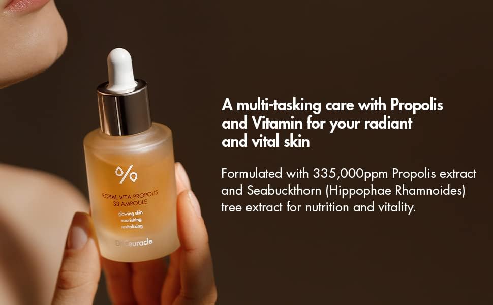 Dr.Ceuracle Royal Vita Propolis 33 Ampoule (30ml / 1.01 fl. oz.) - Ultimate Glow and Nourish Vitamin Serum for Radiant Skin, Formulated with Propolis and Royal Jelly Extract
