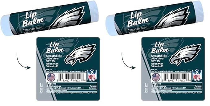 FANMATS 34728 Philadelphia Eagles Smooth Mint SPF 15 Lip Balm (Pack of 2)
