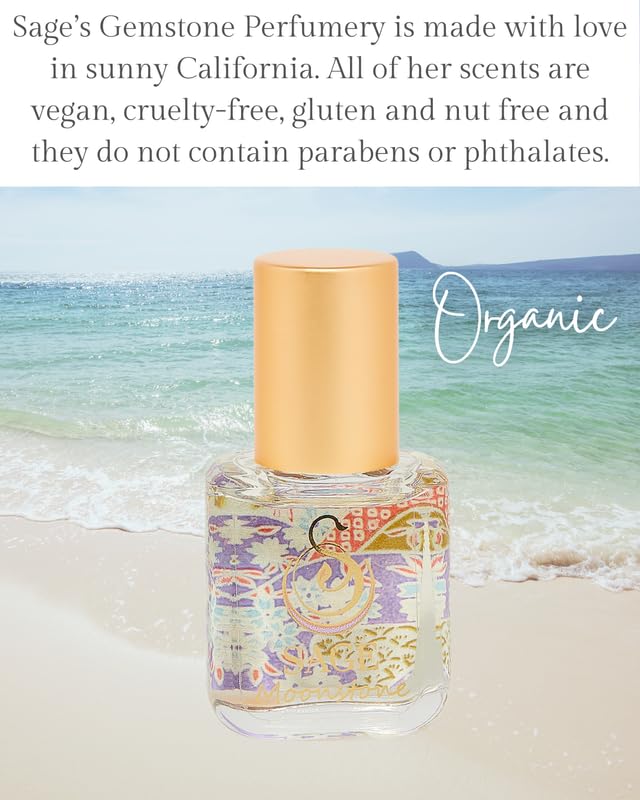 Moonstone Organic Perfume Oil Extract Roll-On by Sage- 1/4 oz, Vegan & Cruelty-Free, Floral Scent, Gardenia, Paperwhites, Stargazer Lily - Made in USA