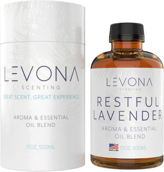 Levona Scents Pure Essential Oils for Diffusers for Home Luxury Scents - Restful Lavender Essential Oil is A Floral Blend of Eucalyptus, Bergamot, Lavender - Aroma Diffuser Oil